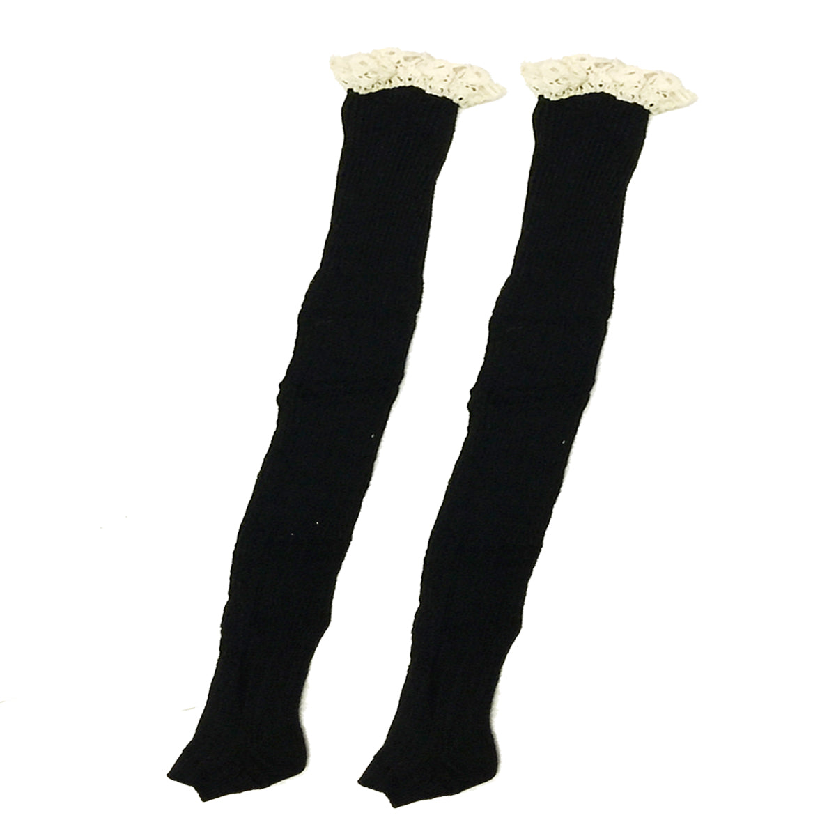 Wrapables Knitted Leg Warmers Boot Socks with Lace Trim