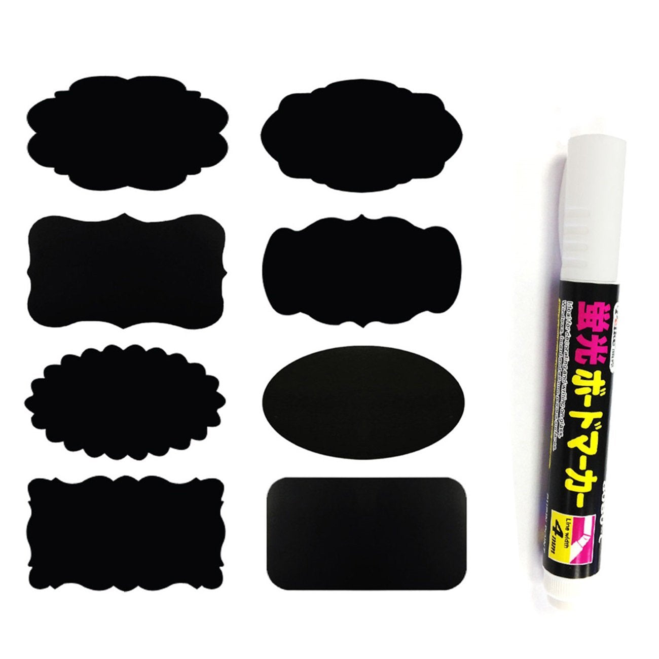 Wrapables Set of 32 Chalkboard Labels / Chalkboard Stickers With White Chalk Pen- 2.5" x 1.5"