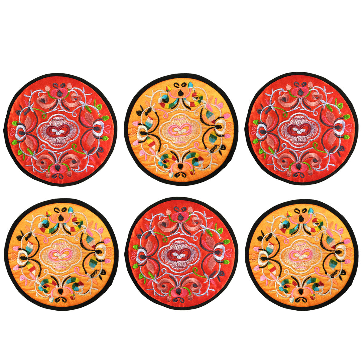Wrapables Ethnic Embroidered Coasters Set of 6