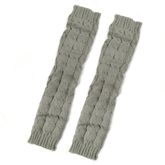 Wrapables Ribbed Cable Knit Leg Warmers for Women, Light Gray