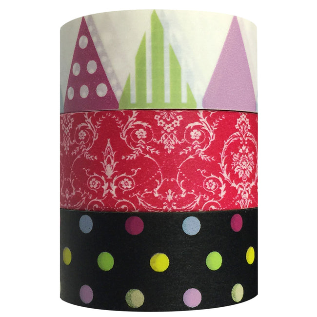 Wrapables Festive Washi Masking Tape (Set of 3), 10M L x 20mm W