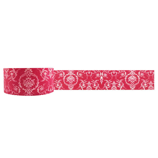 Wrapables Damask Washi Masking Tape, Royal Red