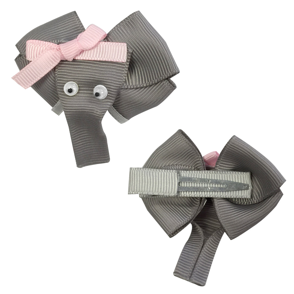 Wrapables Duck, Turkey, Elephant, Pig Ribbon Sculpture Hair Clips Set