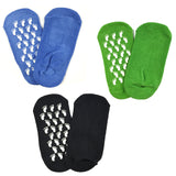 Wrapables Women Ankle Length Non-Skid Gripper Socks (Set of 3), Blue, Green, Black