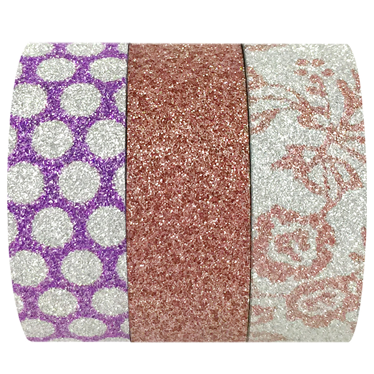 Wrapables Pink Flora and Dots Washi Masking Tape (Set of 3)
