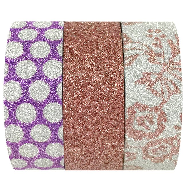 Wrapables Pink Flora and Dots Washi Masking Tape (Set of 3)