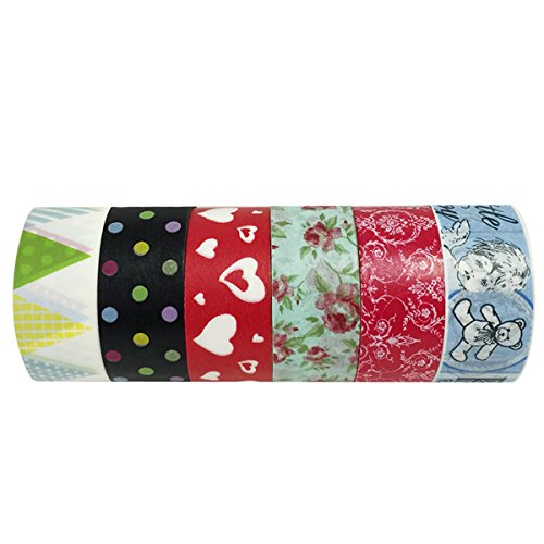 Wrapables Washi Tapes Masking Tapes 10M L x 20mm W, Set of 6, Expecting