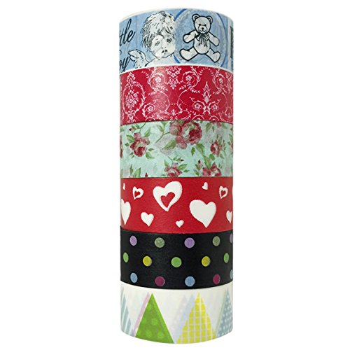 Wrapables Washi Tapes Masking Tapes 10M L x 20mm W, Set of 6, Expecting