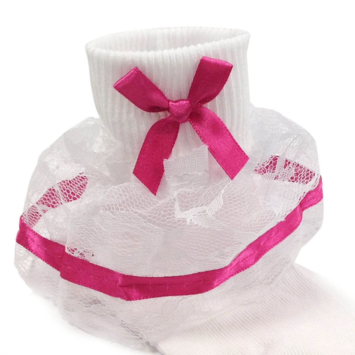 Wrapables Lil Miss Bella Lace & Ribbon Ruffle Socks for Toddler Girl, Set of 3 (Size 4-6)