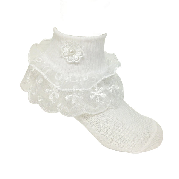 Wrapables Lil Miss Daisy Double Layer Lace Ruffle Socks (Size 1-3), Set of 2