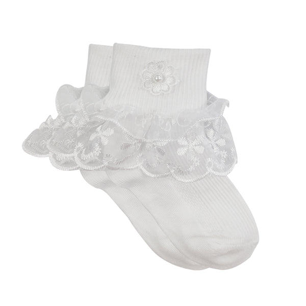 Wrapables Lil Miss Daisy Double Layer Lace Ruffle Socks (Size 1-3), Set of 2