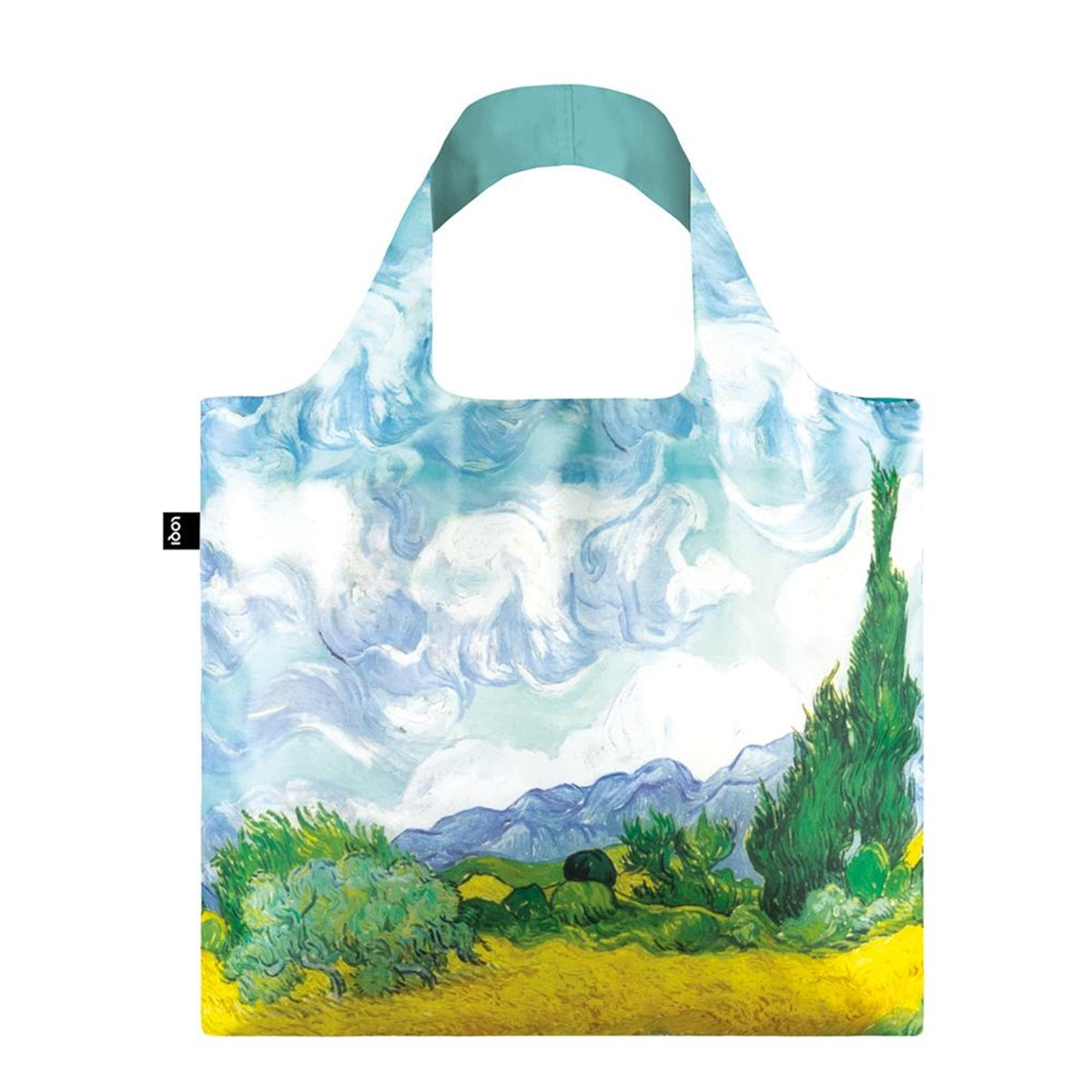 LOQI Museum Vincent Van Gogh's A Wheat Field with Cypresses Reusable Shopping Bag