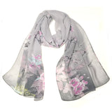 Wrapables Floral Bird Print Polyester and Silk Oblong Scarf