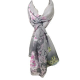 Wrapables Floral Bird Print Polyester and Silk Oblong Scarf