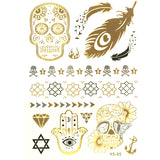 Wrapables Celebrity Inspired Temporary Tattoos in Metallic Gold Silver and Black
