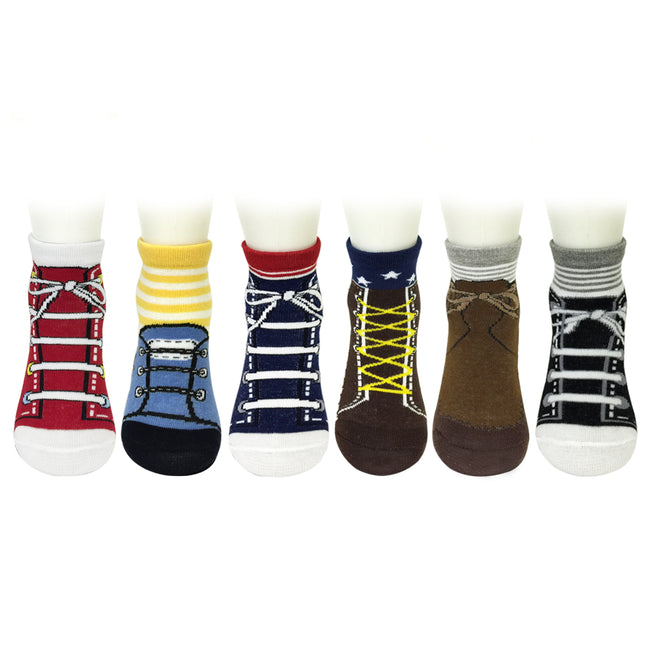 Wrapables Non-Slip Sneaker Shoe Socks for Baby (Set of 6)