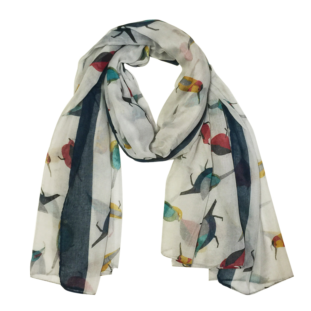 Beige birds and flowers scarf