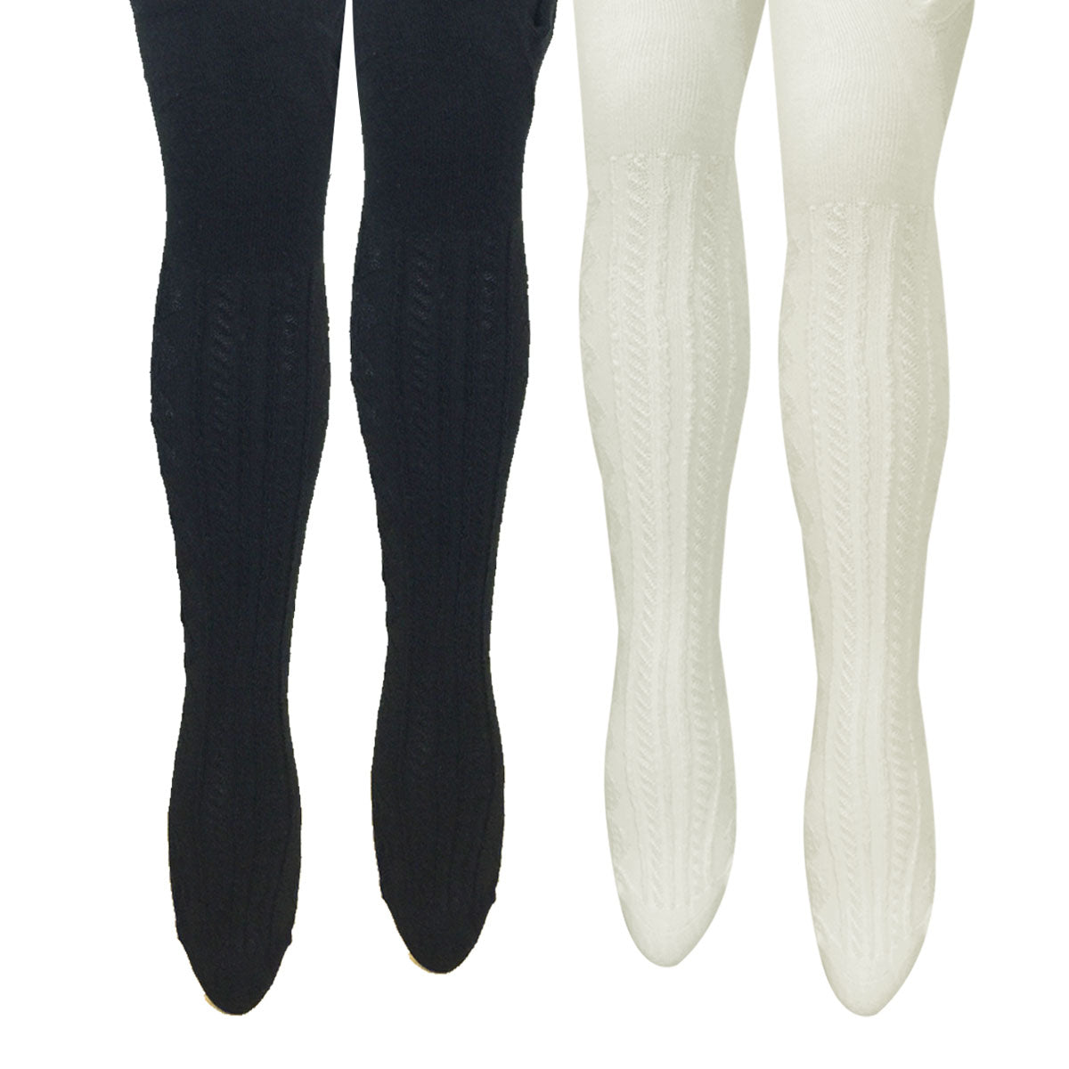 Cable Knit Tights in Black
