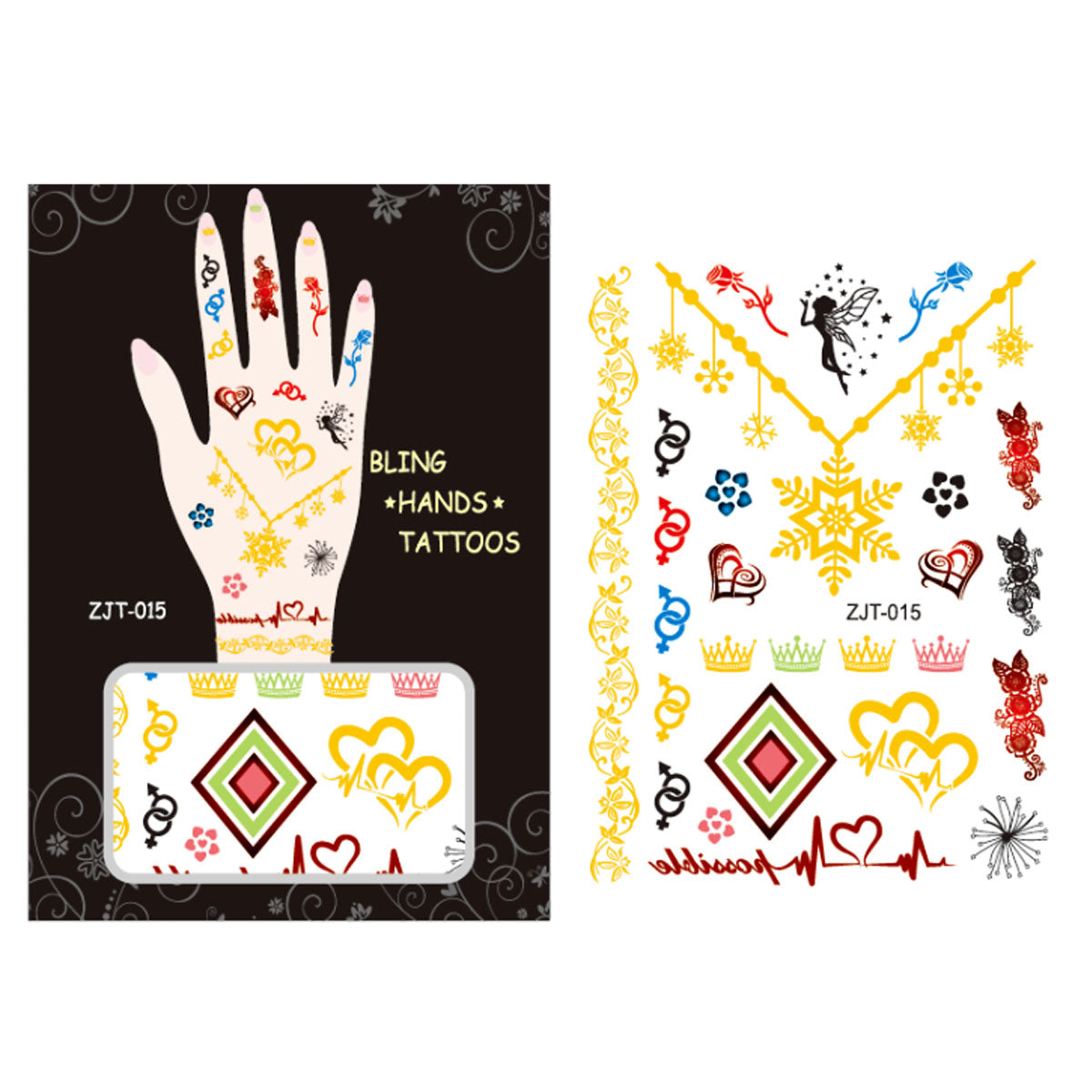 Wrapables Trendy Temporary Metallic Hand Tattoos