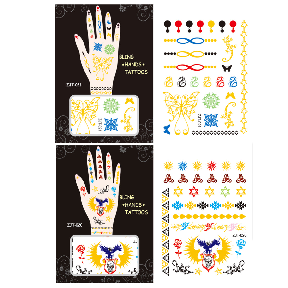 Wrapables Trendy Temporary Metallic Hand Tattoos