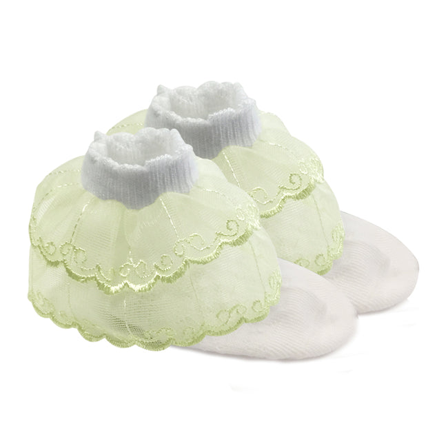 Wrapables Lil Miss Emily Double Layer Lace Ruffle Socks Set of 2, Green