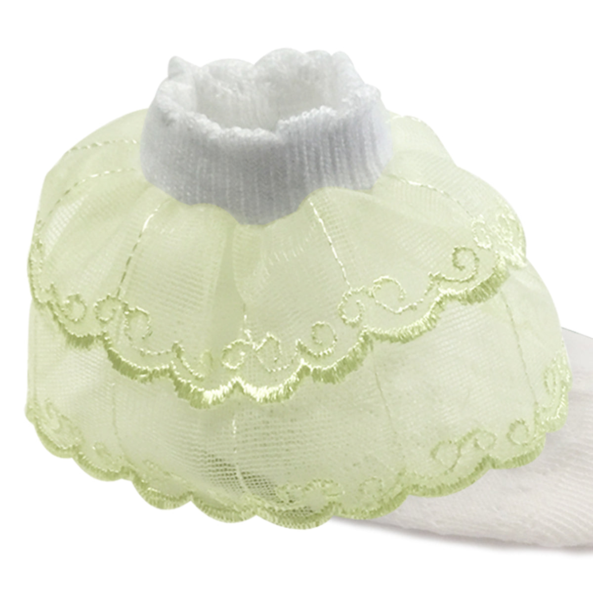 Wrapables Lil Miss Emily Double Layer Lace Ruffle Socks Set of 2, Green