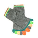 Wrapables Colorful Five Toe Socks Set of 5, Grey/Purple/White/Blue/Green