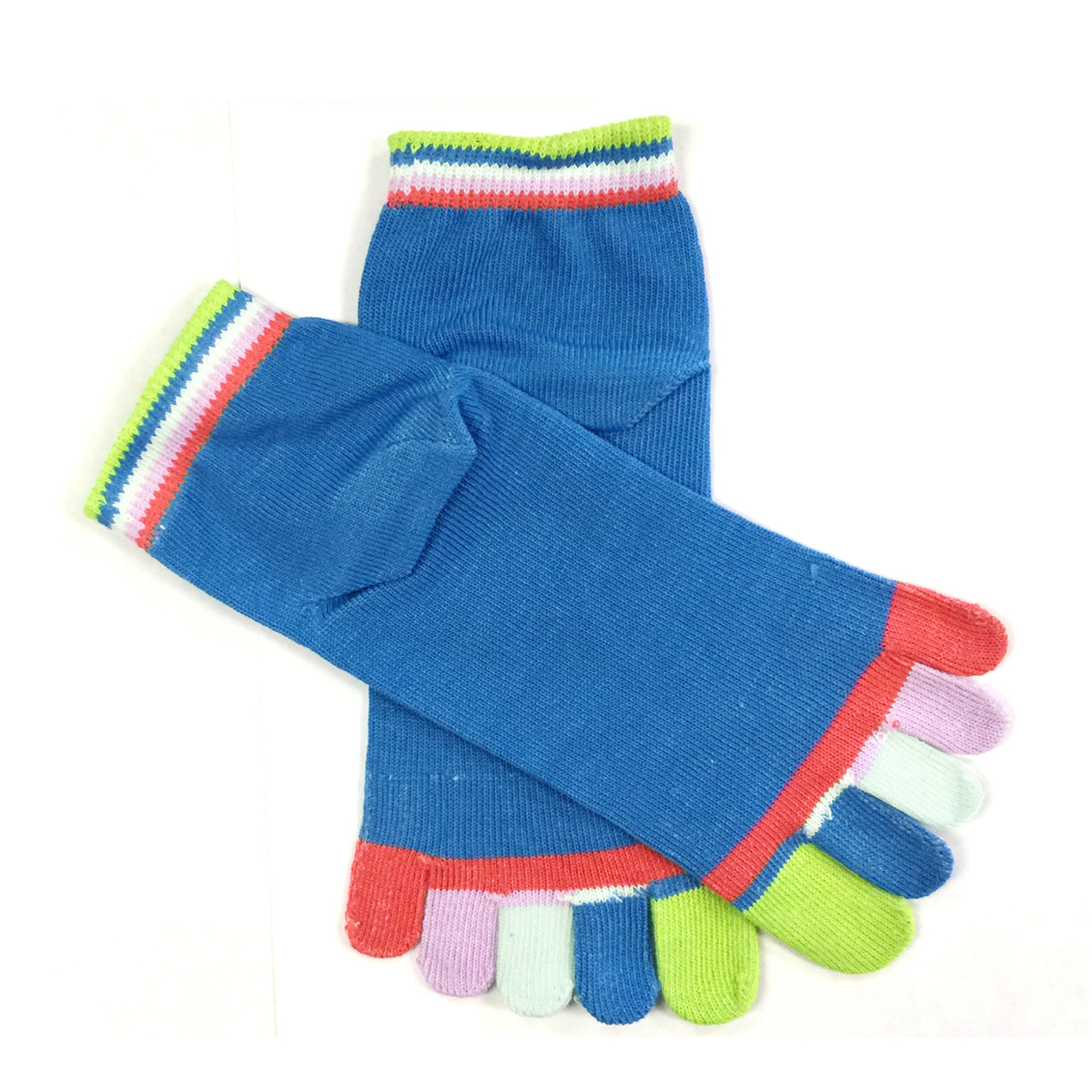 Wrapables Colorful Five Toe Socks Set of 5, Grey/Purple/White/Blue/Green