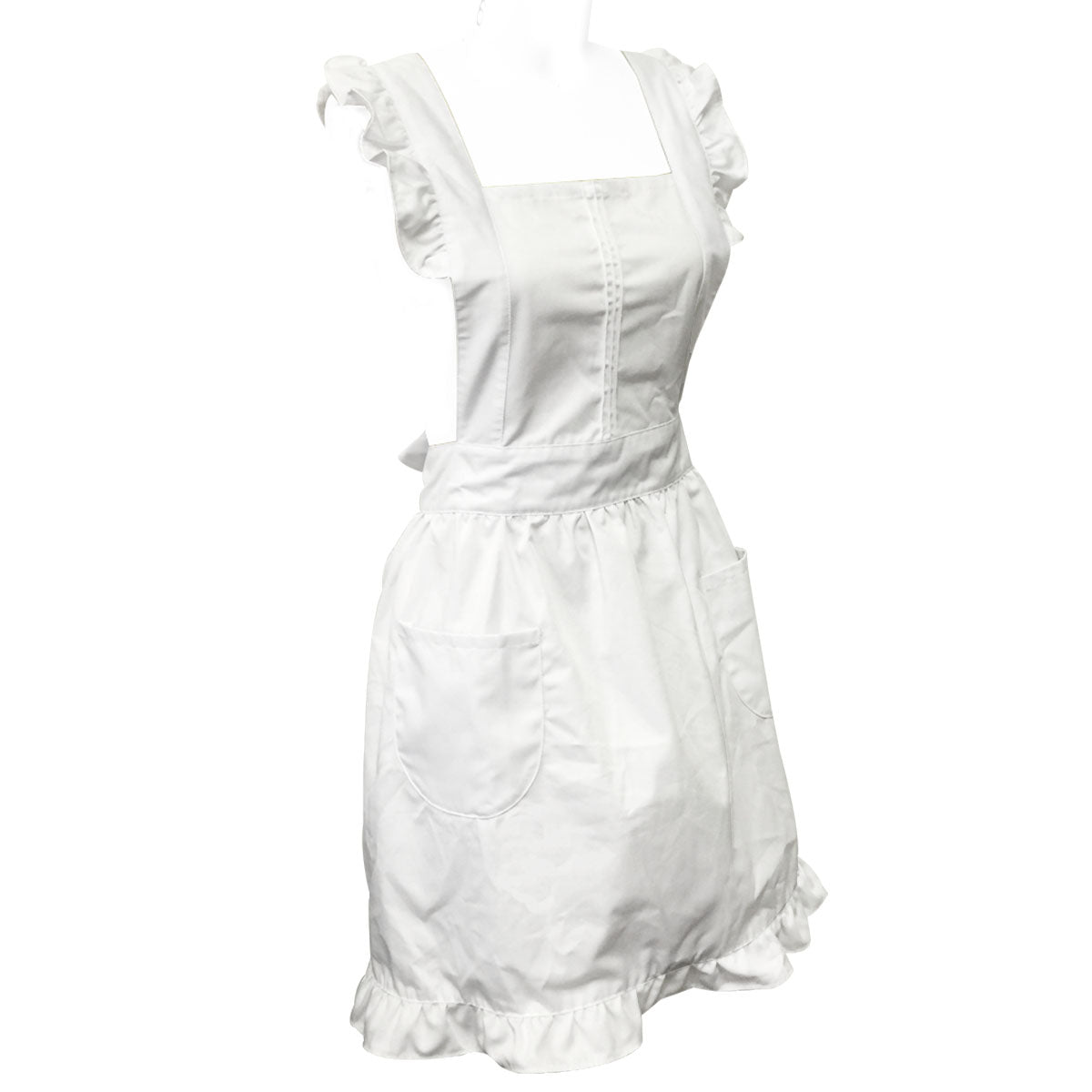 Wrapables Retro White Apron with Pockets for Cooking or Cosplay