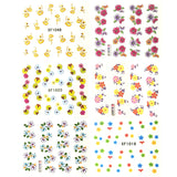 Wrapables Nail Art Water Nail Stickers Water Transfer Stickers / Nail Art Tattoos / Nail Art Decals, Colorful Flowers (6 Sheets)