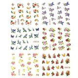 Wrapables Nail Art Water Nail Stickers Water Transfer Stickers / Nail Art Tattoos / Nail Art Decals, Flowers & Butterflies (6 Sheets)