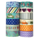 Wrapables Washi Tapes Decorative Masking Tapes, Set of 12