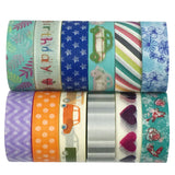 Wrapables Washi Tapes Decorative Masking Tapes, Set of 12