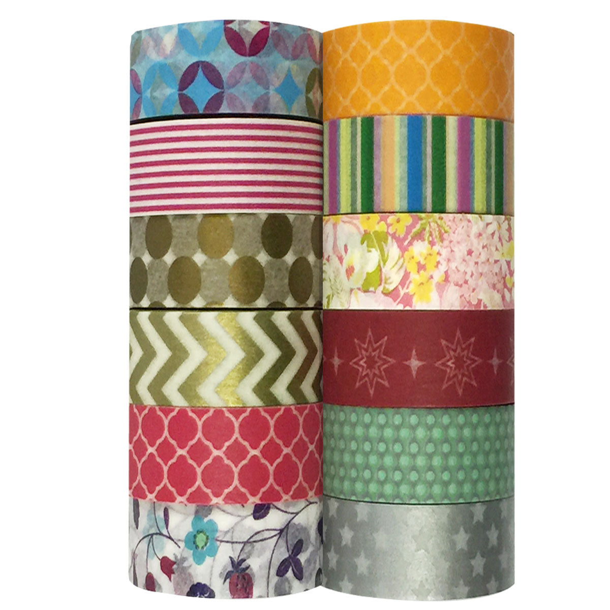 Wrapables Decorative Washi Tape Box Set for DIY Arts & Crafts (12 Rolls),  Green, 1 - Fry's Food Stores