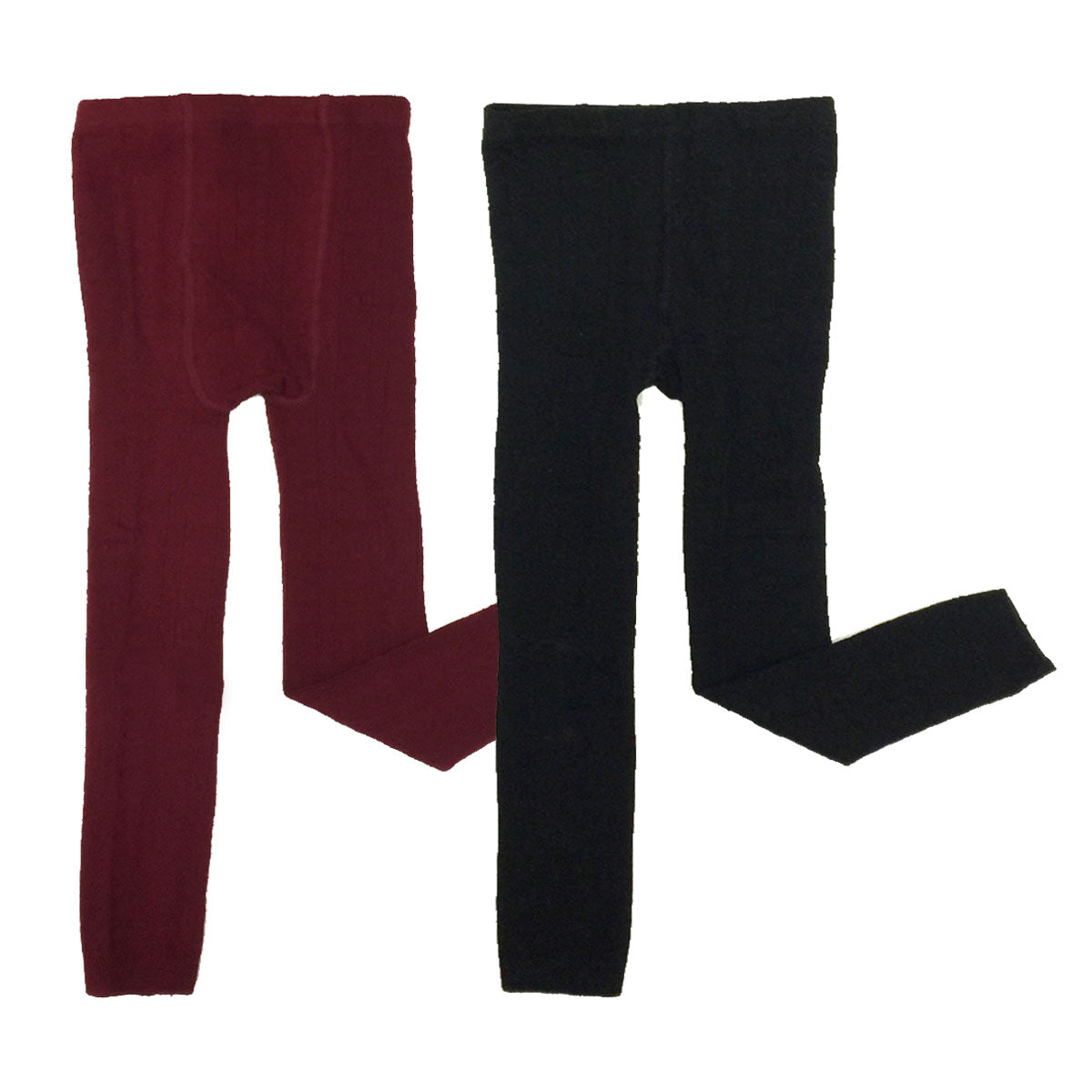 Wrapables Burgundy and Black Cotton Heart Knit Leggings for Toddlers (Set of 2)