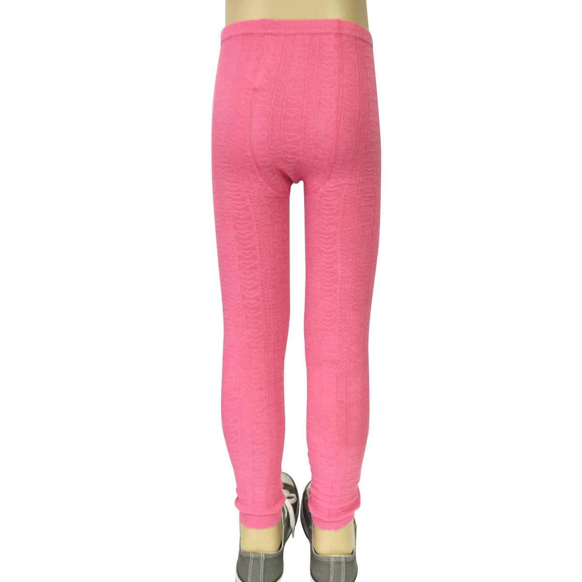 Wrapables White and Pink Cotton Heart Knit Tights for Leggings (Set of