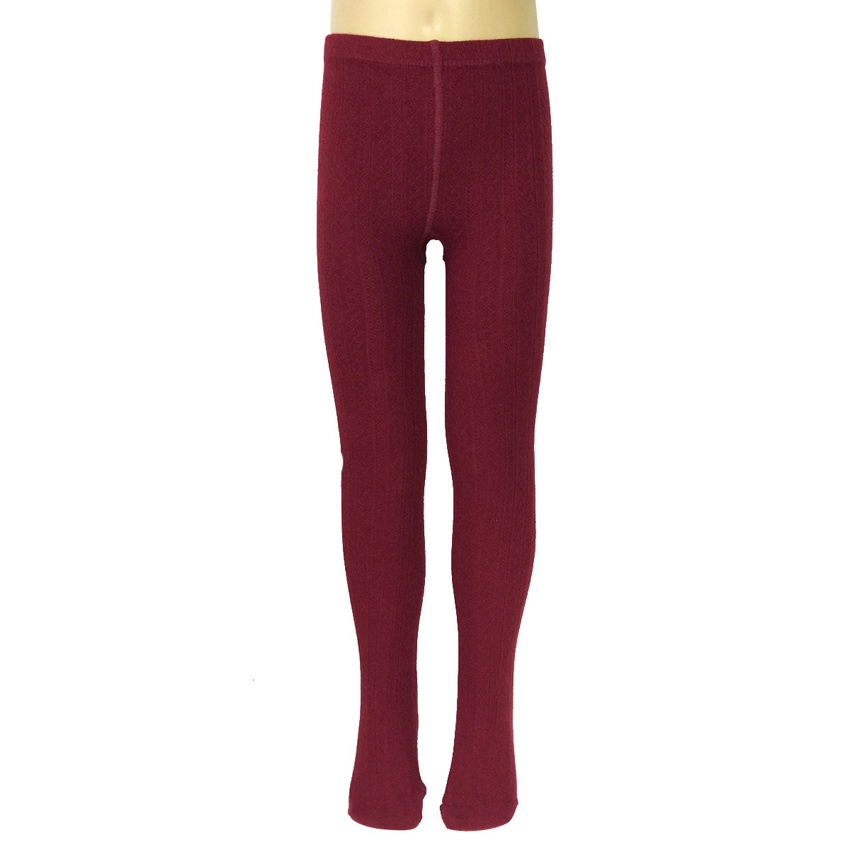 Wrapables Burgundy and Gray Cotton Diamond Weave Knit Tights for Girls