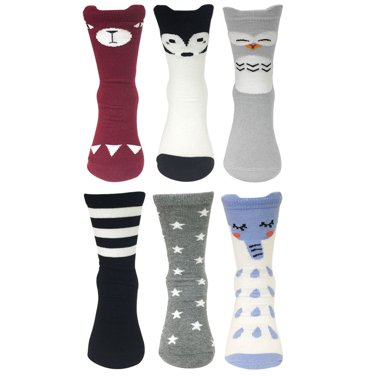 Wrapables My Best Buddy Socks for Baby (Set of 6), Nocturnal Friends
