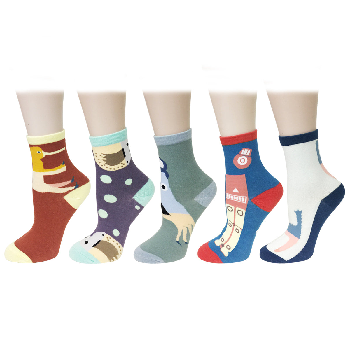 Wrapables Fun Designs Crew Socks for Women (Set of 5)