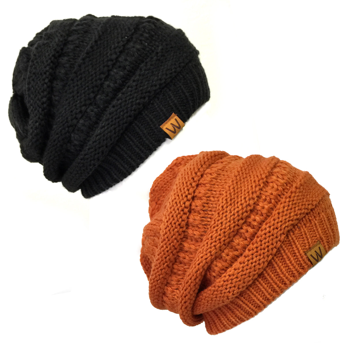 Wrapables Slouchy Winter Beanie Cap Hat Set of 2