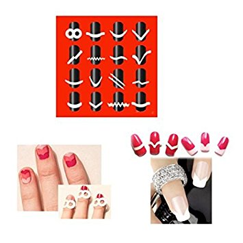 Wrapables 64 Sheets Nail Art Nail Guide Stickers Nail Tip Stickers Nail Stencil Stickers, 16 Designs (4 sheets each design)
