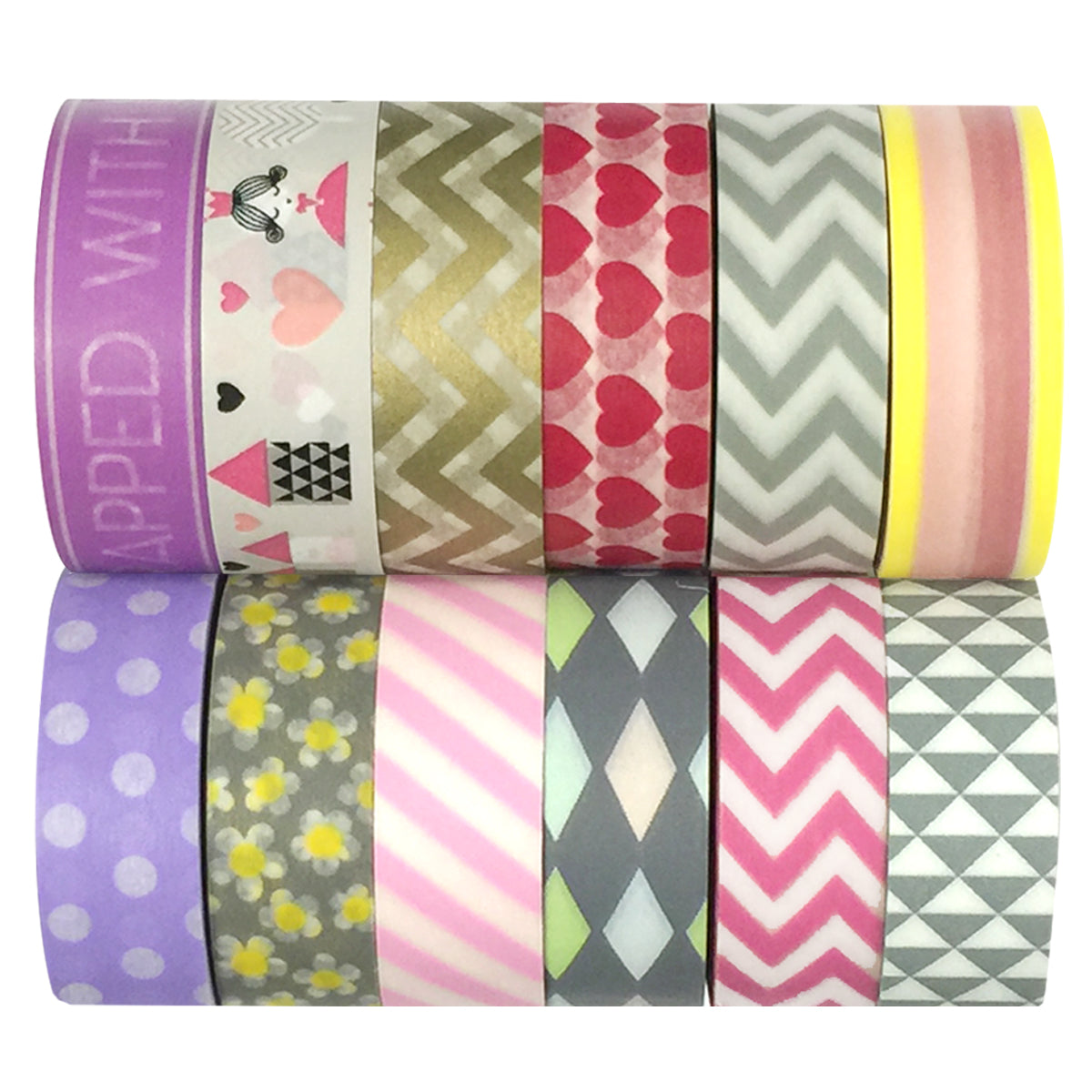 Wrapables Colorful Washi Masking Tape, Golden Pineapple Pink