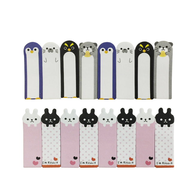 Wrapables Bookmark Flag Tab Sticky Markers (Set of 2), Penguins and Bunnies