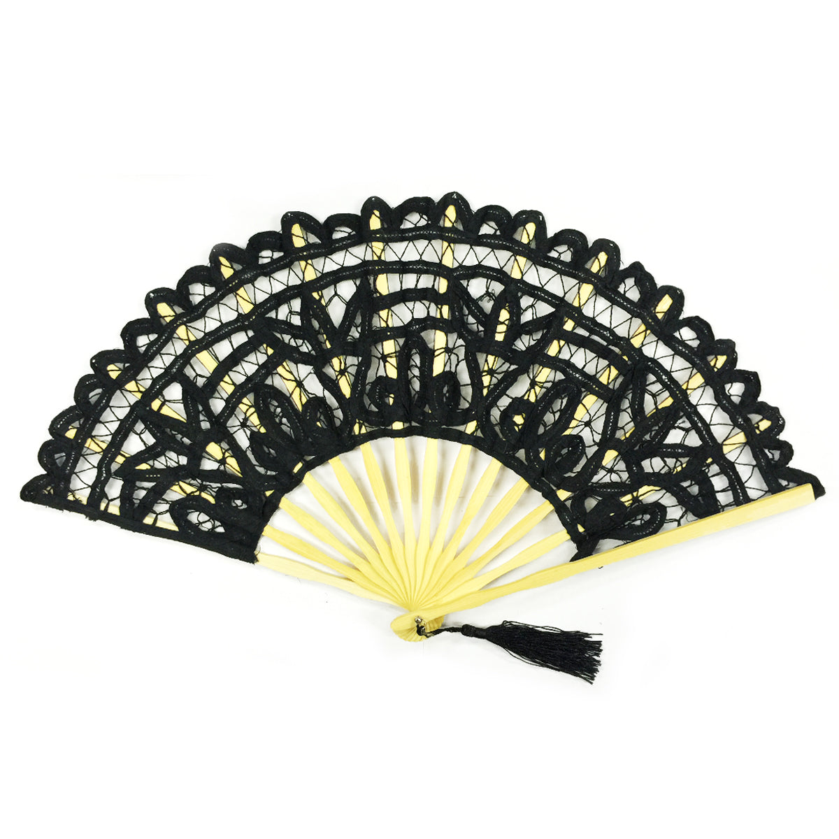 Wrapables Floral Lace Handheld Folding Fan with Tassel
