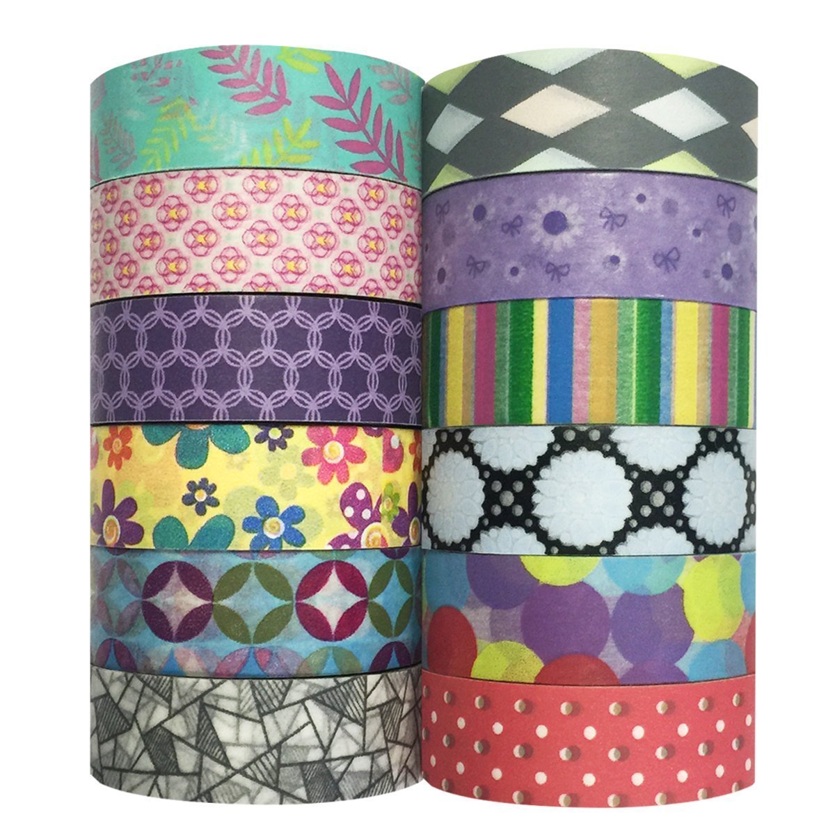 Wrapables Set of 12 Washi Tapes Decorative Masking Tapes + 20 Shimmer Tags