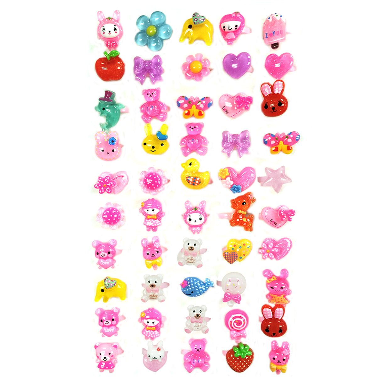 Wrapables Children's Cute Cartoon Rings Party Favor Rings (Set of 50), Random