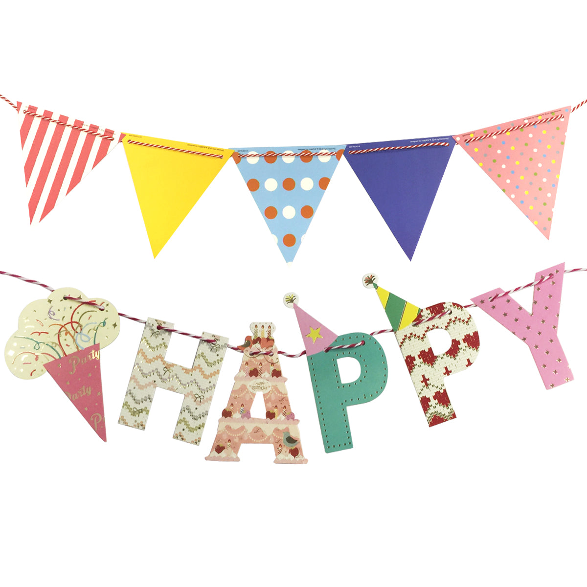 Wrapables Multi-Print Triangle Pennant and Birthday Banners Party Decorations
