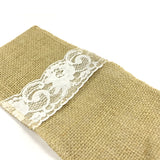 Wrapables Burlap with Lace Cutlery Holder for Rustic Weddings (Set of 10)