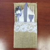 Wrapables Burlap with Lace Cutlery Holder for Rustic Weddings (Set of 10)