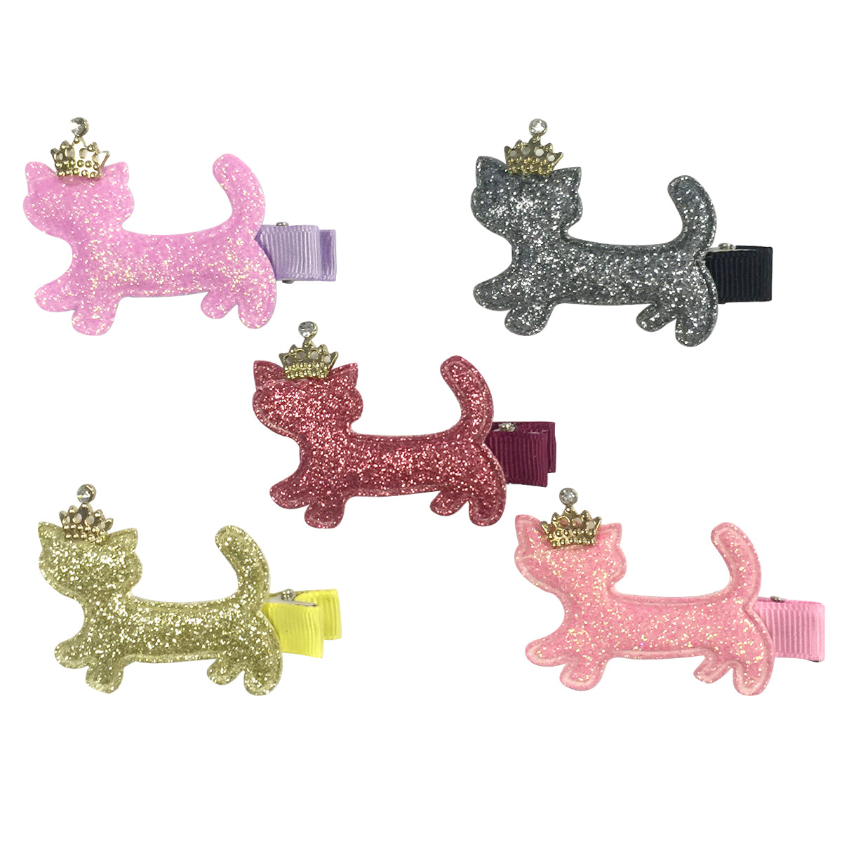 Wrapables Dress Up Sparkly Kitties Hair Clips, Set of 5